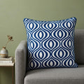 20" X 20" Blue Geometric Cotton Zippered Pillow