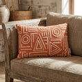 14" X 20" Pink and Orange Geometric Cotton Throw Pillow