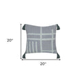 20" X 20" Olive Green Geometric Cotton Zippered Pillow With Tassels