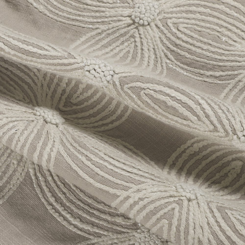 Beige and Ivory Throw Pillow with Embroidery