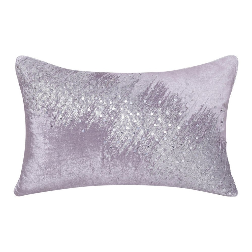 16" X 24" Gray Abstract Polyester Zippered Pillow With Beads