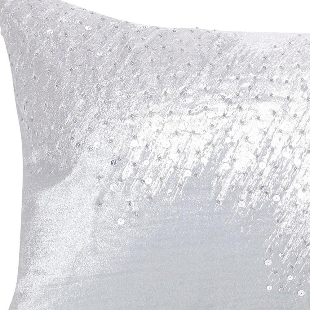 16" X 24" Ivory Abstract Polyester Zippered Pillow With Beads
