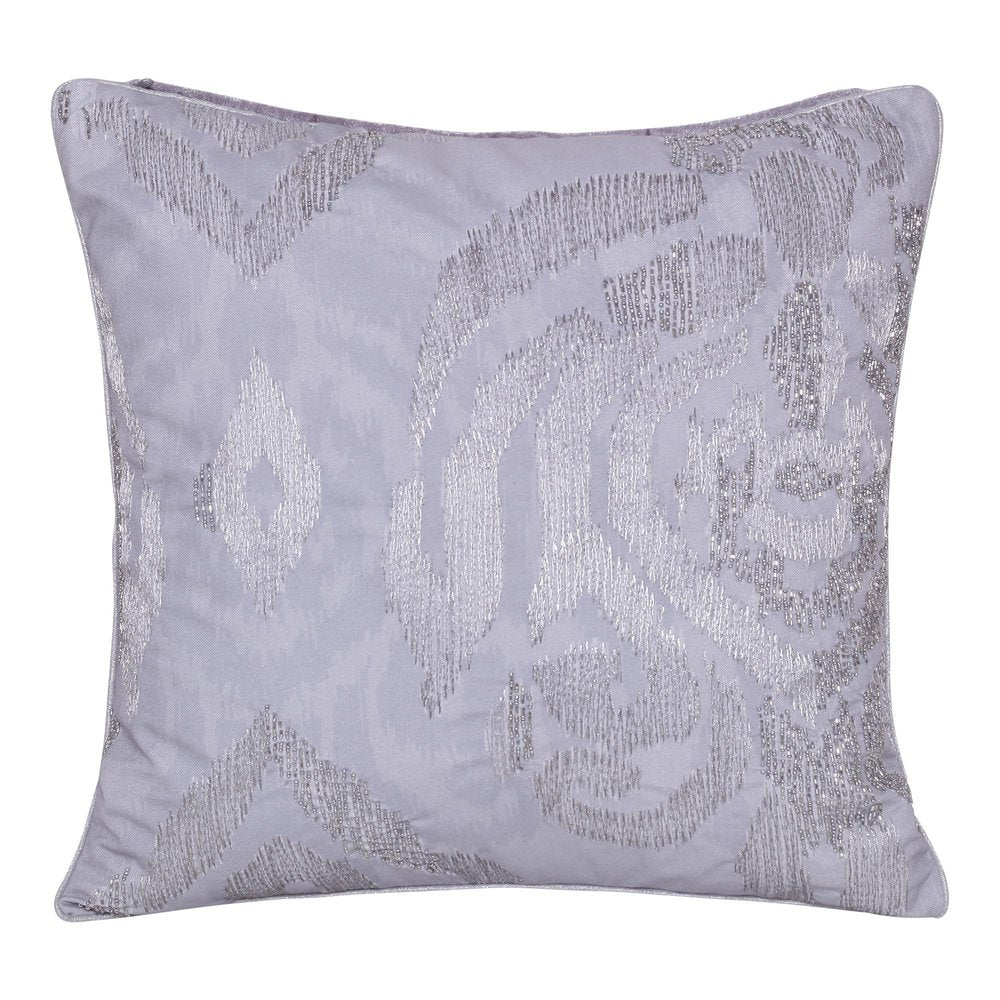 20" Silver Striped Throw Pillow with Beads
