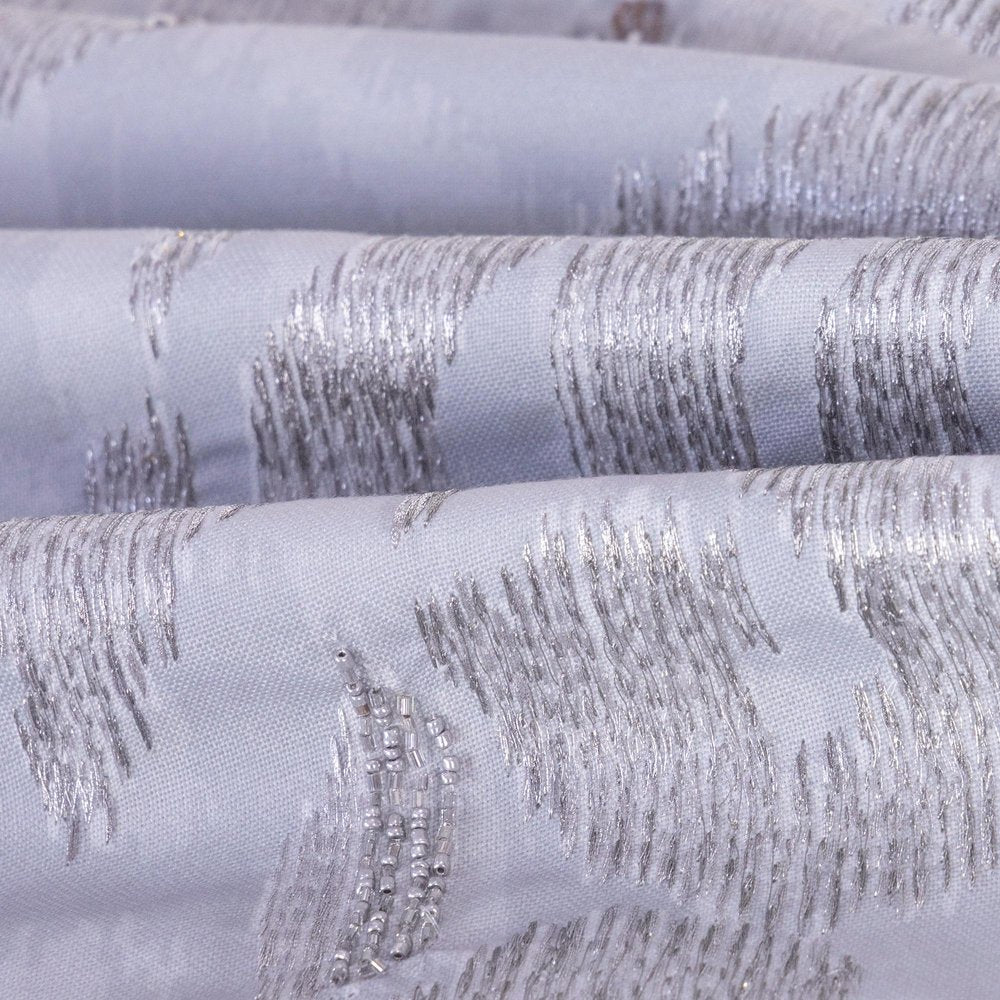 20" Silver Striped Throw Pillow with Beads
