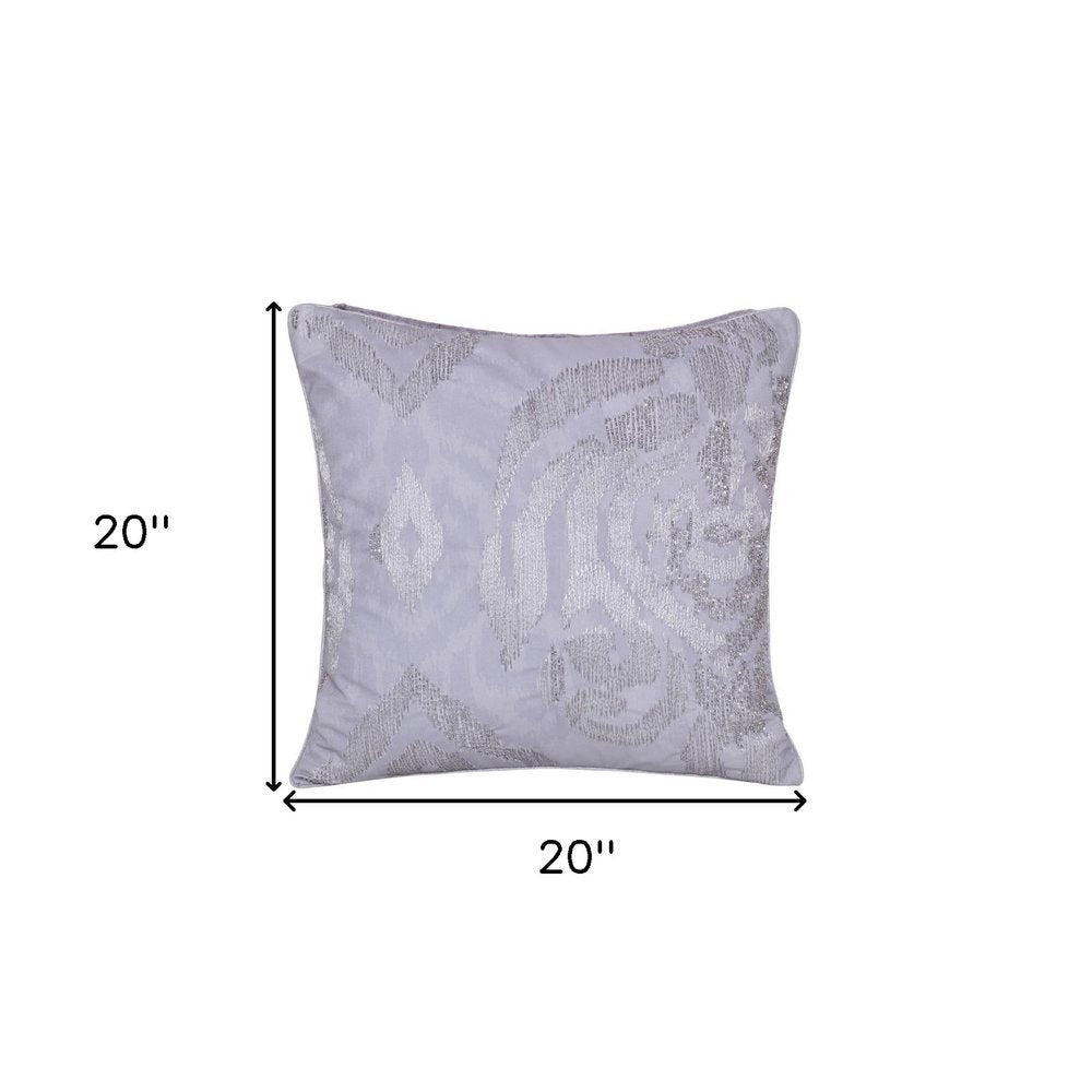 20" Silver Striped Throw Pillow with Beads