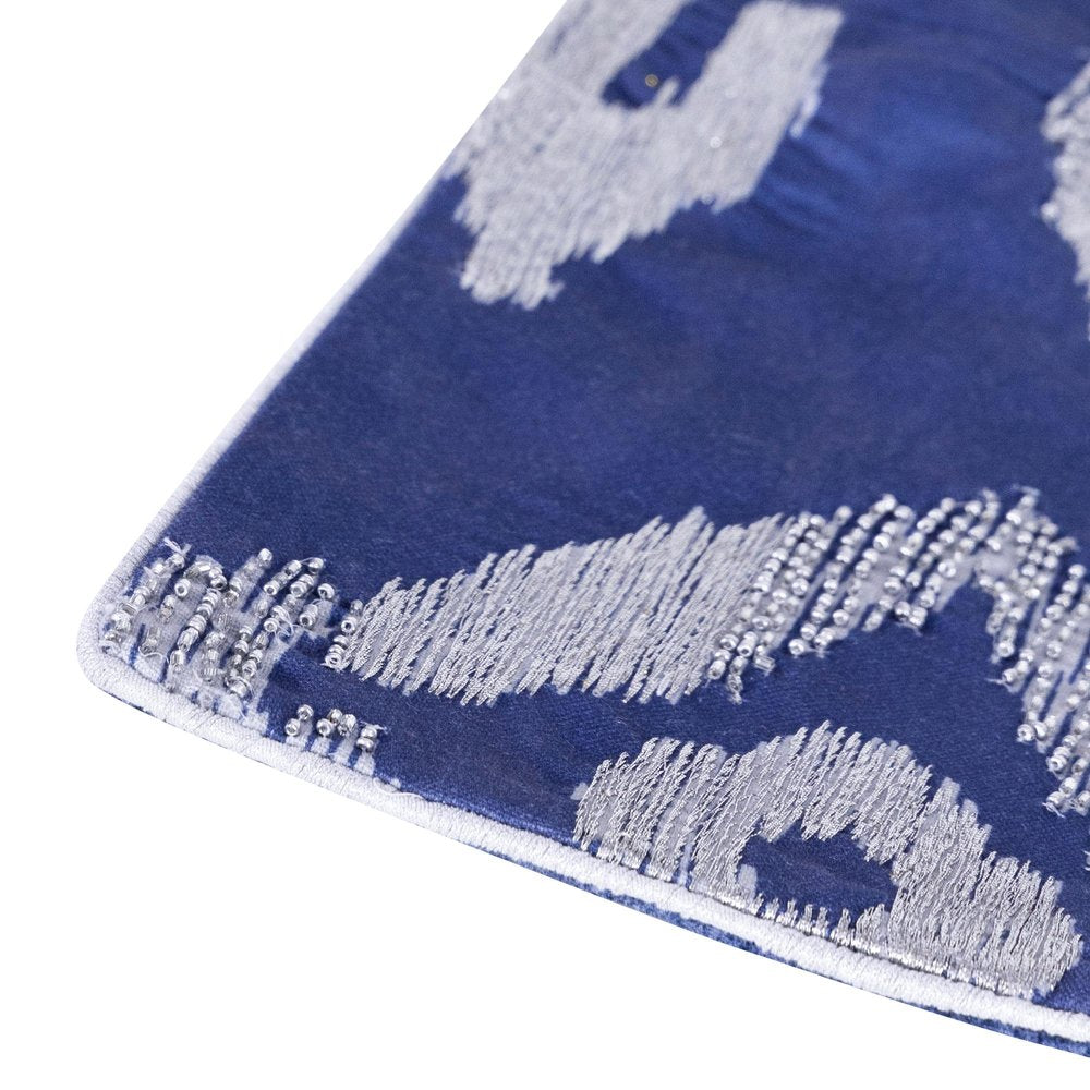 20" Blue Geometric Throw Pillow with Beads