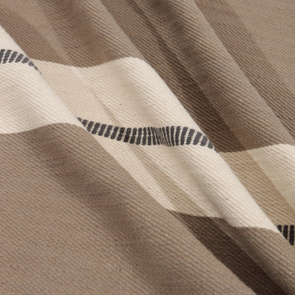 24" Taupe And Dark Gray Cotton Striped Throw Pillow