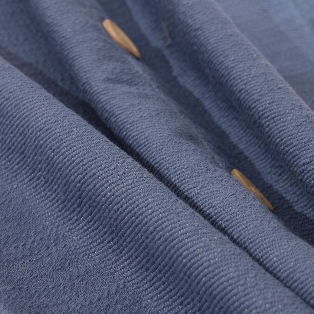 20" Blue Cotton Throw Pillow With Buttons