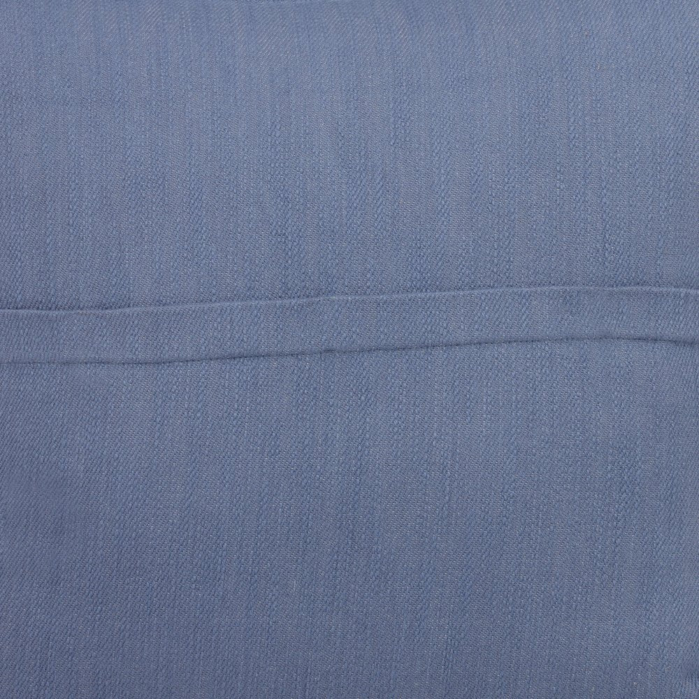 20" Blue Cotton Throw Pillow With Buttons