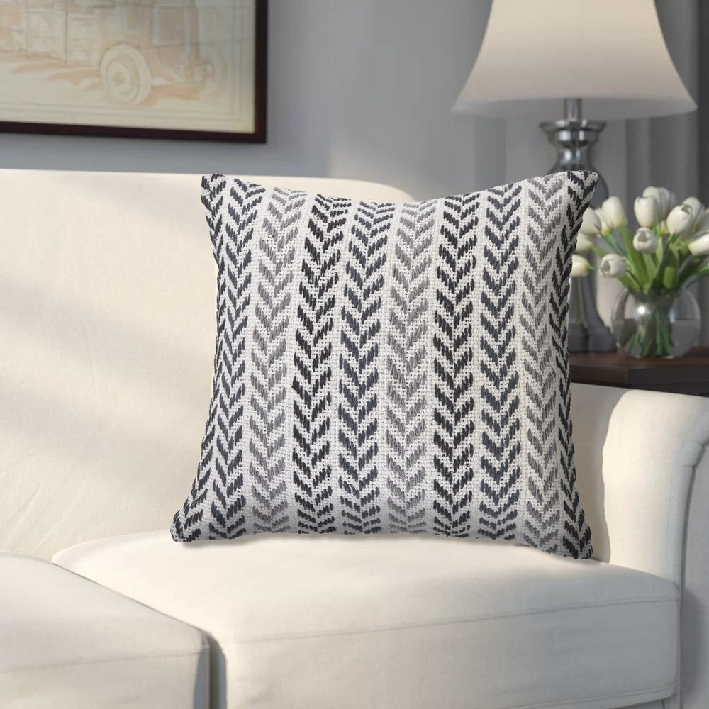Set of Two 18" X 18" Black Beach Chevron Cotton Zippered Pillow