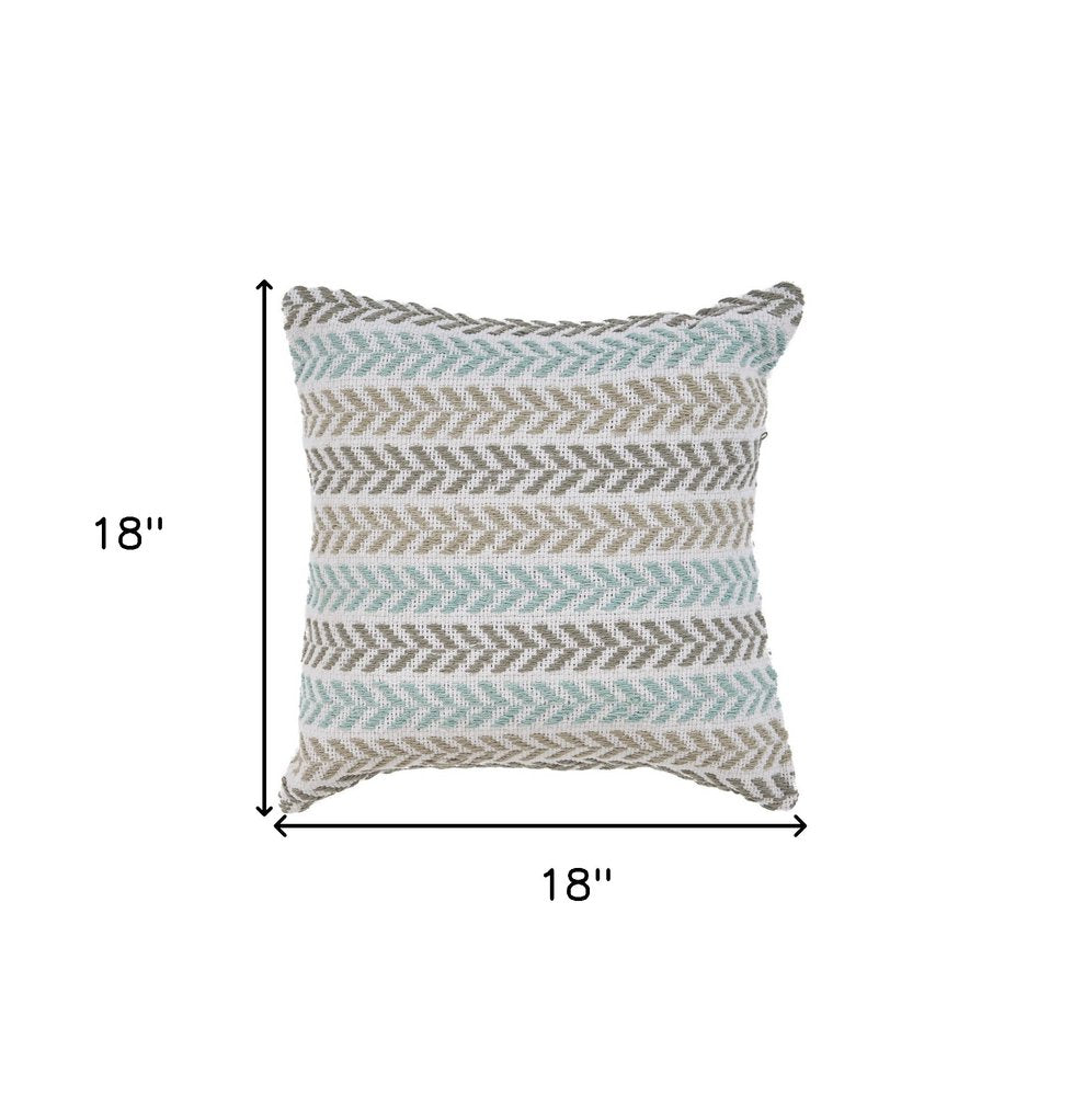 Set of Four 18" X 18" Blue Beach Chevron Cotton Zippered Pillow