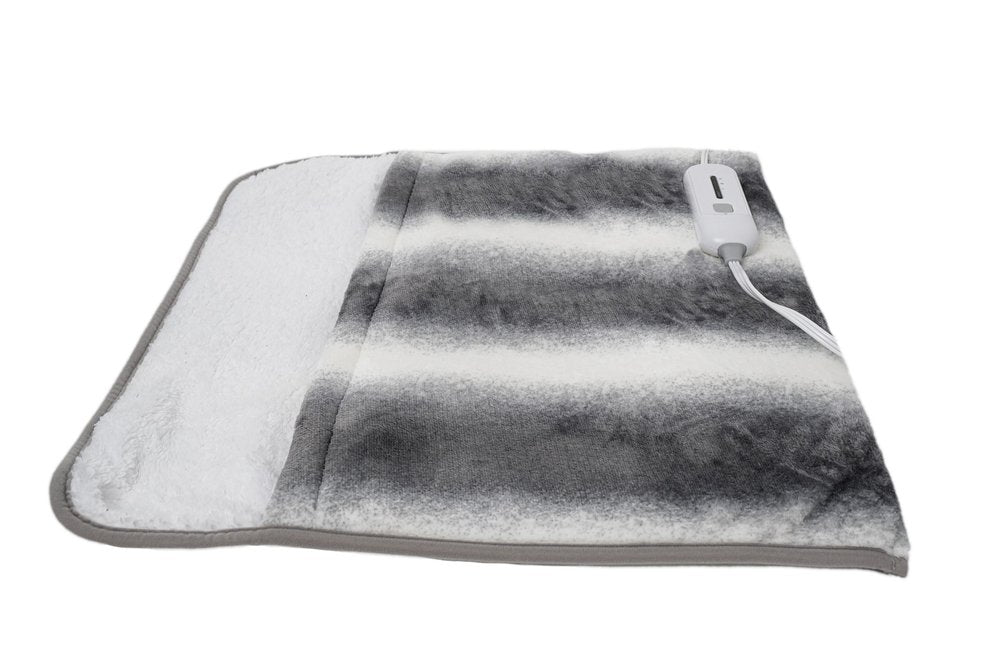 20" X 22" Gray And White Faux Fur Animal PrintHeated Plush Throw Blanket