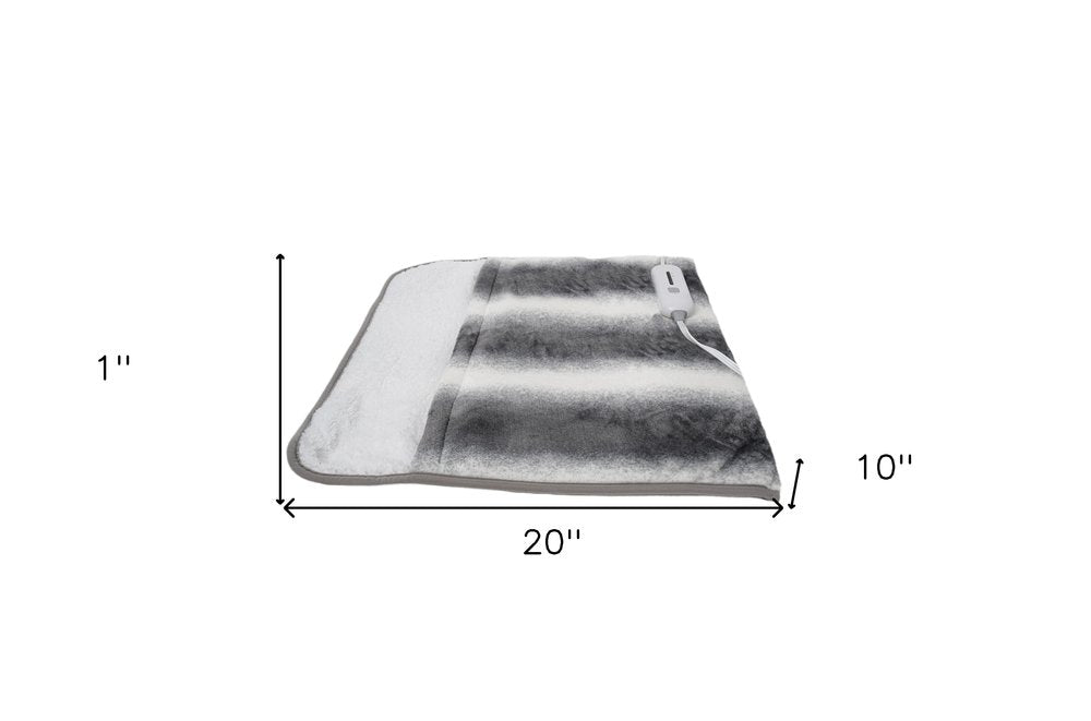 20" X 22" Gray And White Faux Fur Animal PrintHeated Plush Throw Blanket