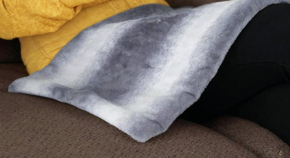 12" X 24" Gray Ombre Faux Fur Heated Plush Lap Pad