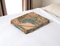 50" X 70" Red And Taupe Floral Cotton Quilted Kantha Throw Blanket with Embroidery
