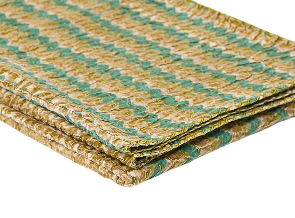 50" X 70" Brown And Red Floral Cotton Quilted Kantha Throw Blanket with Embroidery