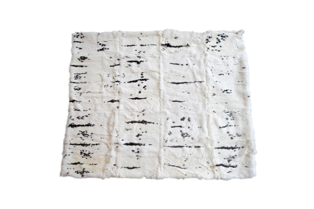 50" X 60" Black And White Rabbit Fur Plush Throw Blanket