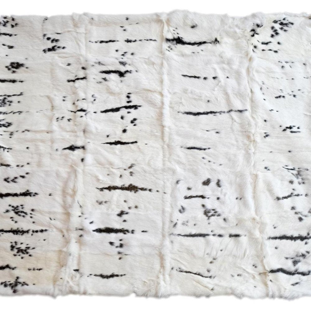 50" X 60" Black And White Rabbit Fur Plush Throw Blanket