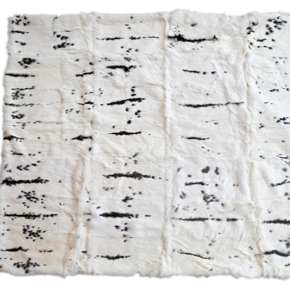 50" X 60" Black And White Rabbit Fur Plush Throw Blanket