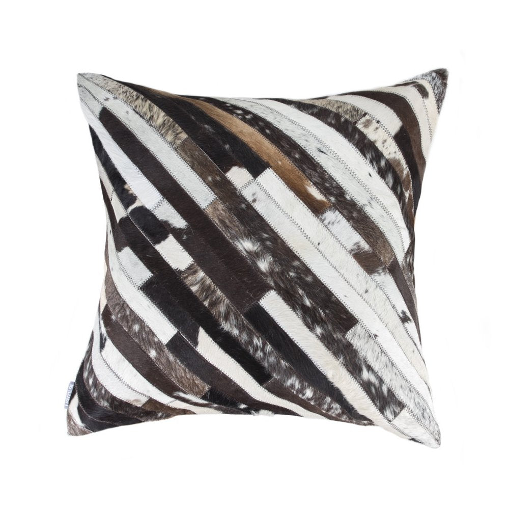 22" Brown And White Cowhide Cowhide Throw Pillow