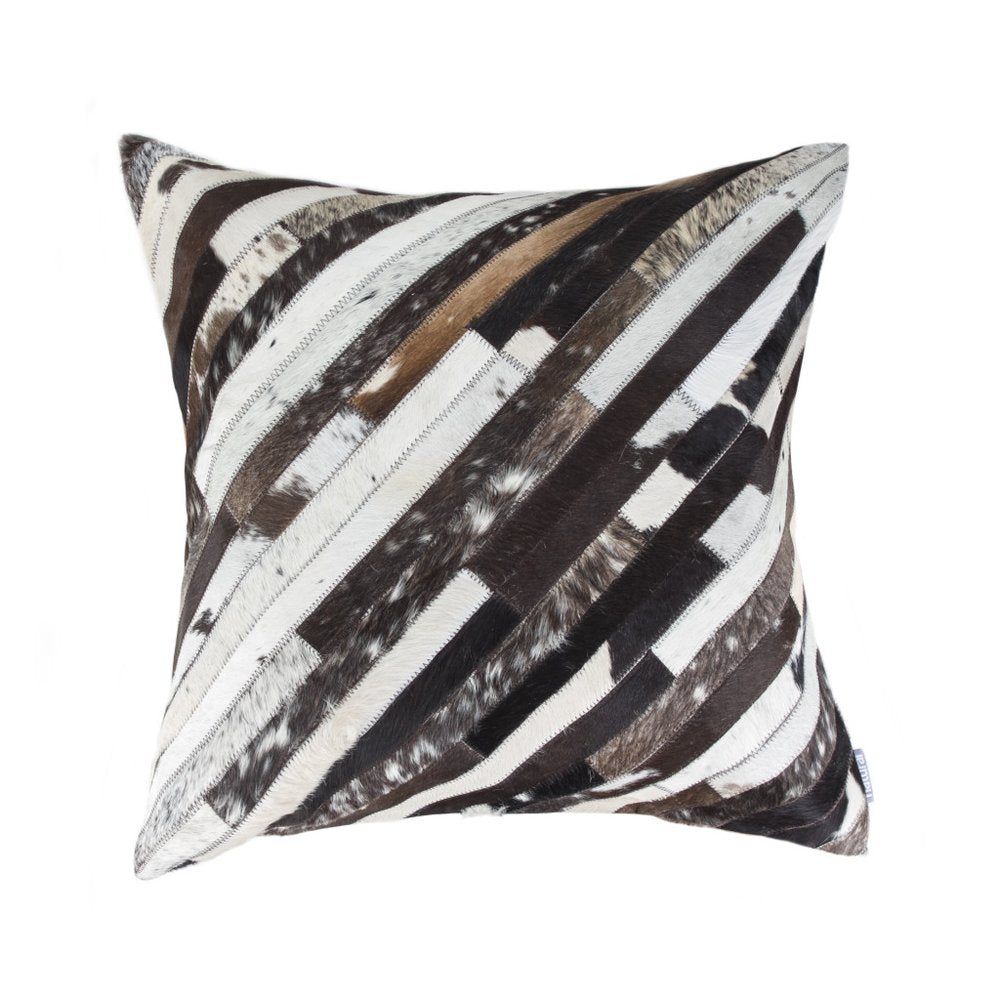 22" Brown And White Cowhide Cowhide Throw Pillow