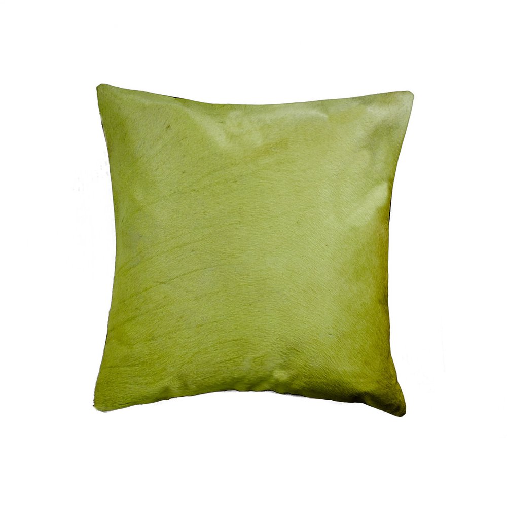 18" Lime Green Cowhide Throw Pillow