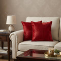 Set of Two 18" Red Cowhide Throw Pillows