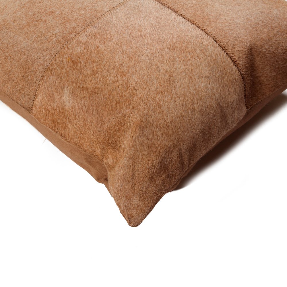 Set of Two 18" Tan Cowhide Throw Pillows