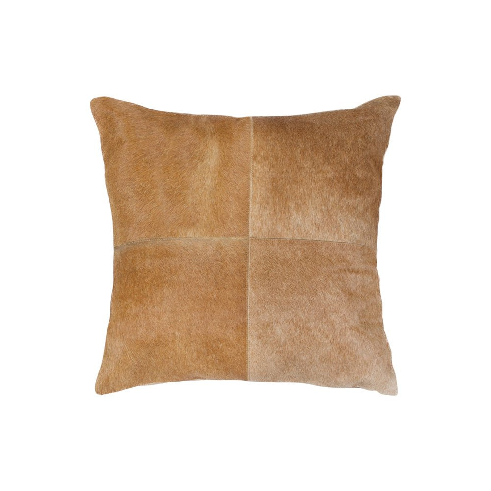 Set of Two 18" Tan Cowhide Throw Pillows