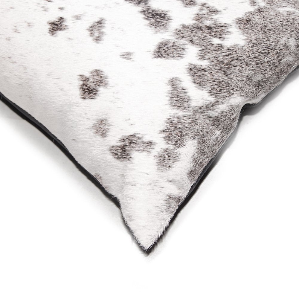 12" X 20" Gray And White Cowhide Cowhide Throw Pillow