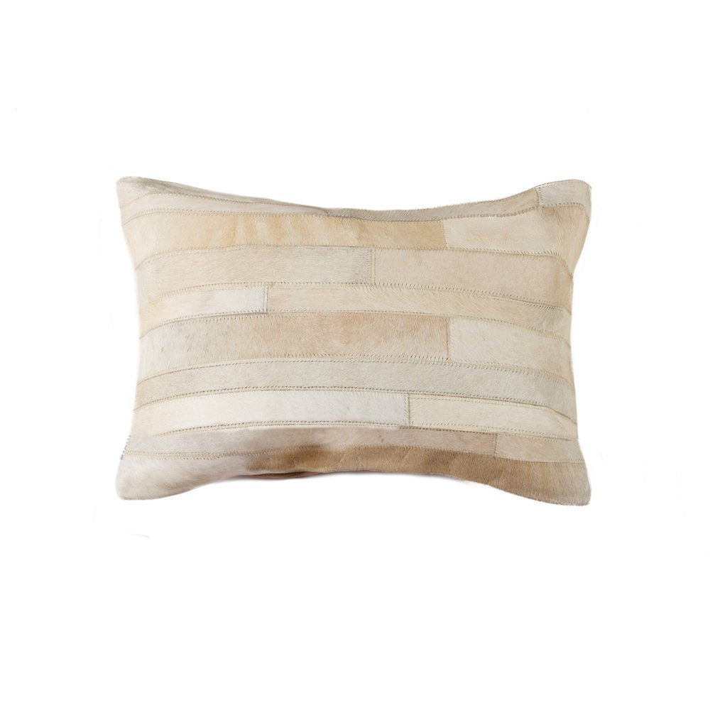 12" X 20" Natural Patchwork Cowhide Lumbar Throw Pillow