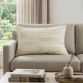 12" X 20" Off White Patchwork Cowhide Lumbar Throw Pillow