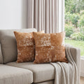 Set of Two 18" Brown and White Cowhide Cowhide Throw Pillows