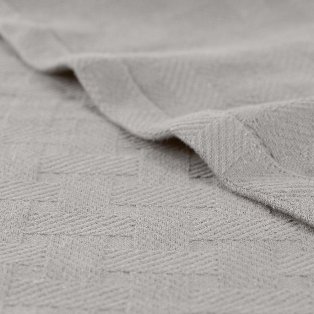 50" X 60" Silver Cotton Basketweave Geometric Throw Blanket