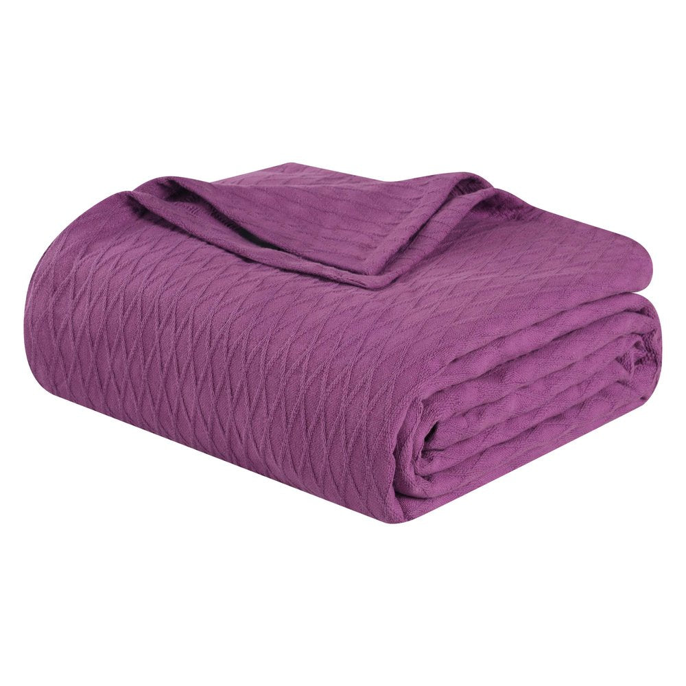 California King Purple Cotton Woven Geometric Blanket