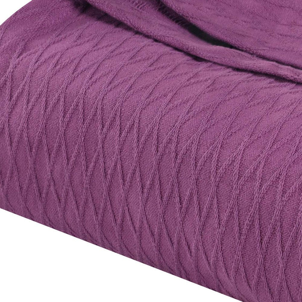 California King Purple Cotton Woven Geometric Blanket