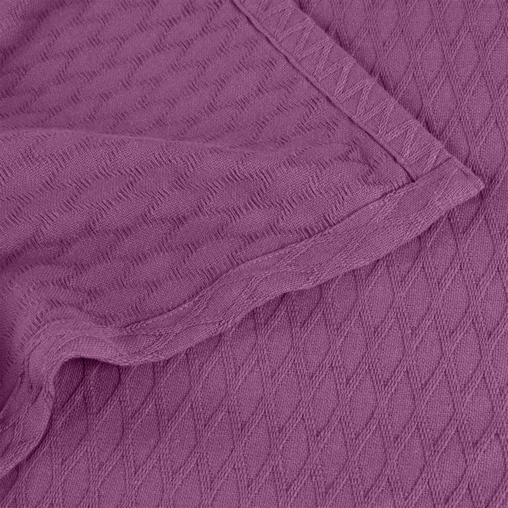 California King Purple Cotton Woven Geometric Blanket