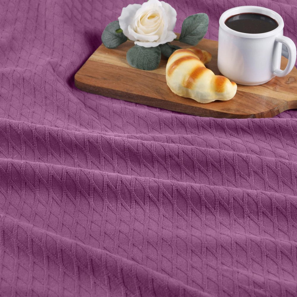 California King Purple Cotton Woven Geometric Blanket