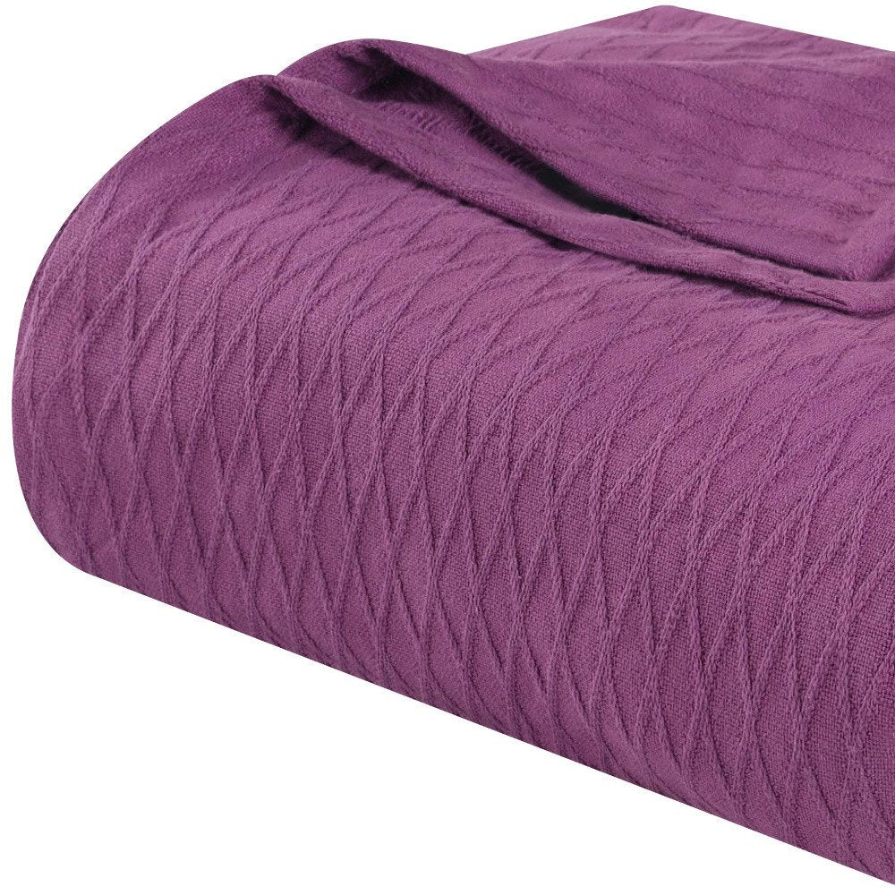 California King Purple Cotton Woven Geometric Blanket