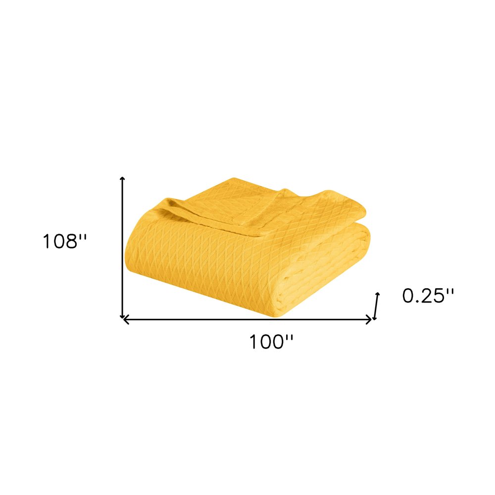 California King Yellow Cotton Woven Geometric Blanket