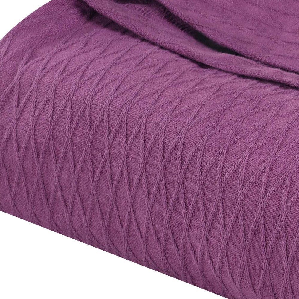 King Purple Cotton Woven Geometric Blanket