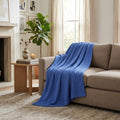Twin Blue Cotton Woven Geometric Blanket