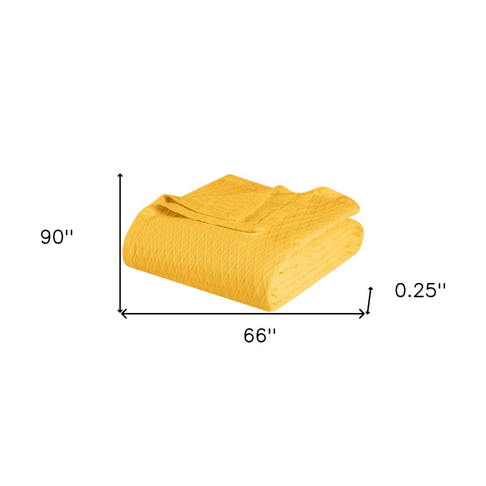 Twin Yellow Cotton Woven Geometric Blanket