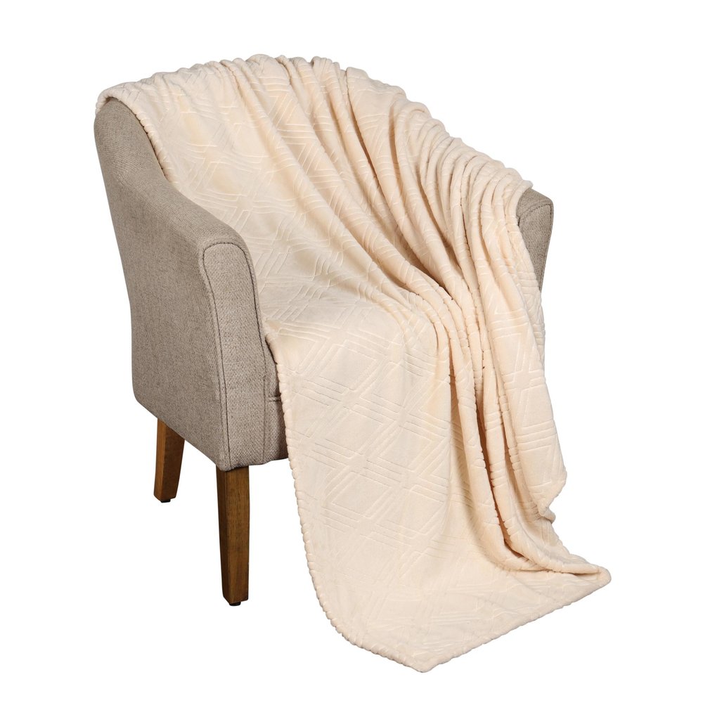 King Cream Flannel Geometric Plush Blanket