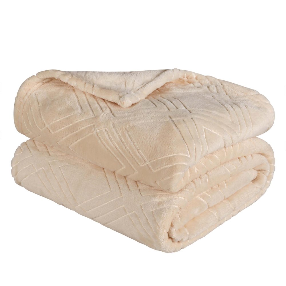 King Cream Flannel Geometric Plush Blanket