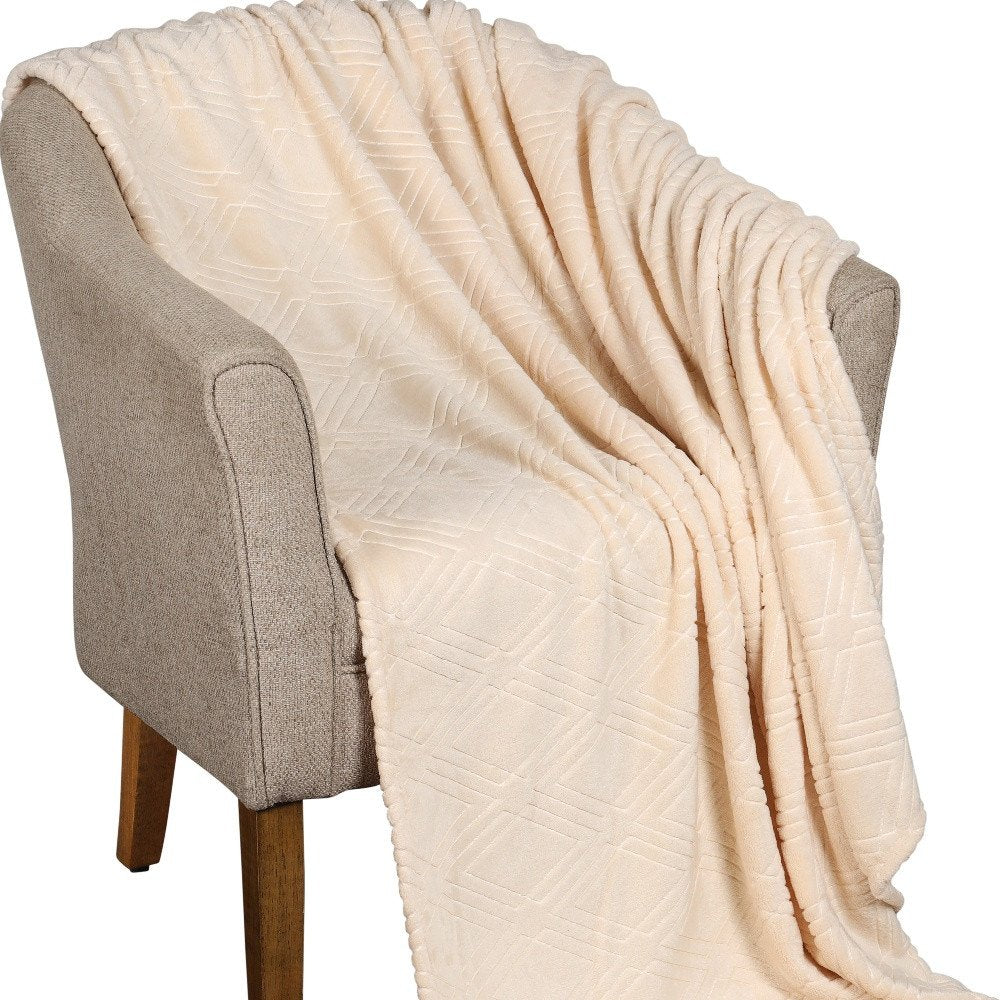 King Cream Flannel Geometric Plush Blanket