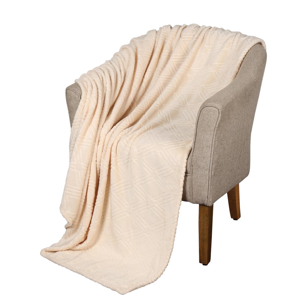 King Cream Flannel Geometric Plush Blanket