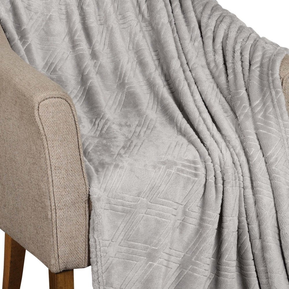 King Platinum Flannel Geometric Plush Blanket