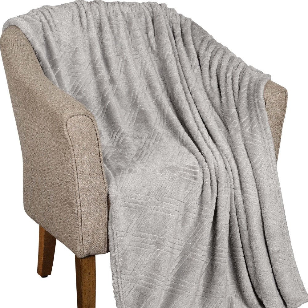 King Platinum Flannel Geometric Plush Blanket