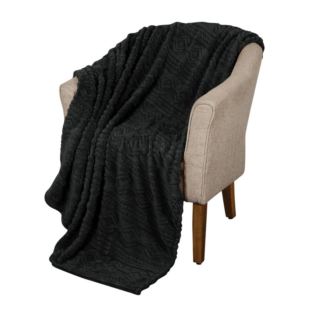 King Black Fleece Geometric Plush 4.20 Pound Weighted Blanket